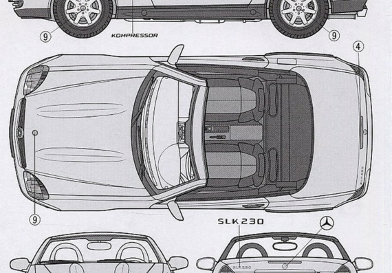 Mercedes-Benz SLK (1999) (Мерcедес-Бенз СЛК (1999)) - чертежи (рисунки) автомобиля